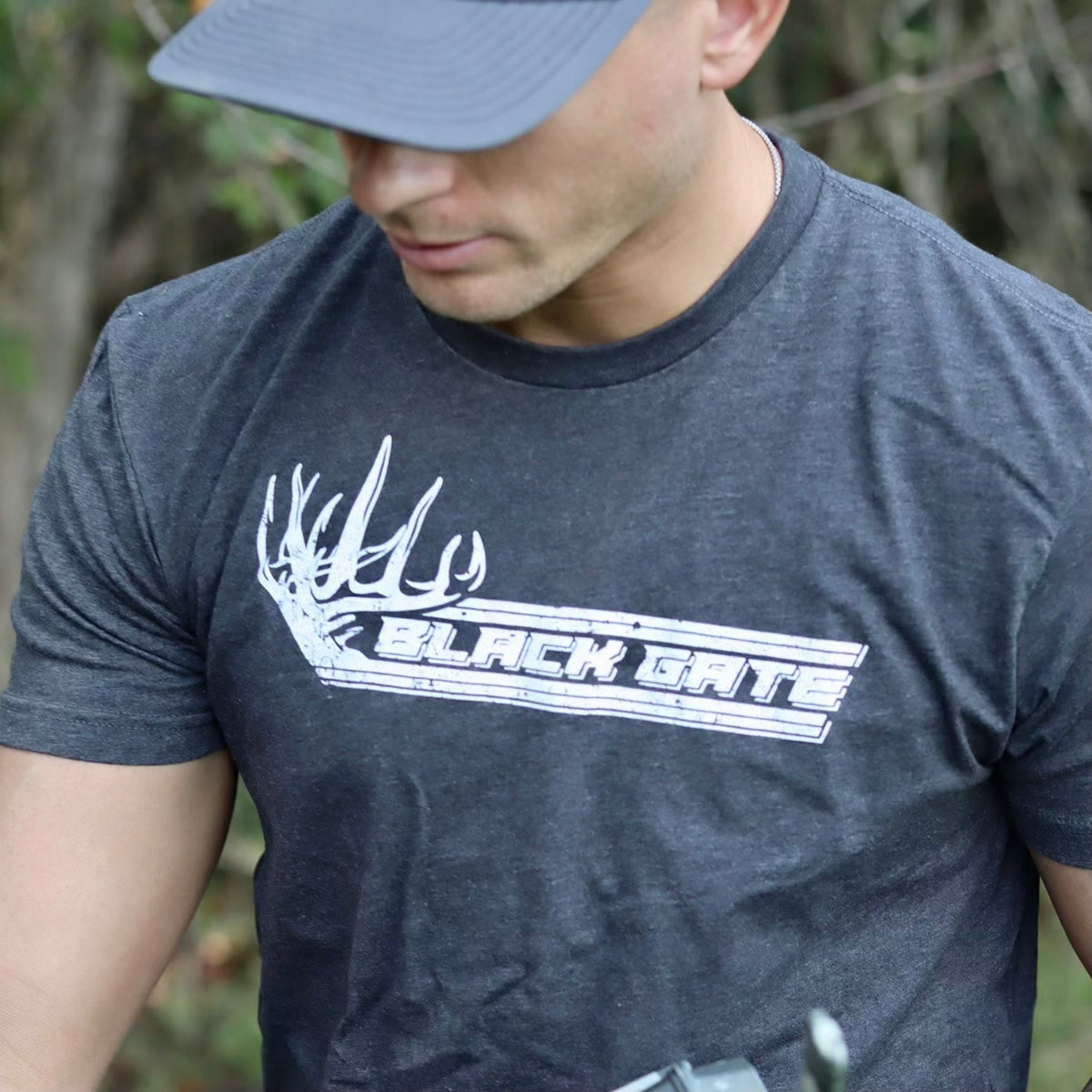 Distressed Logo Tee - Charcoal